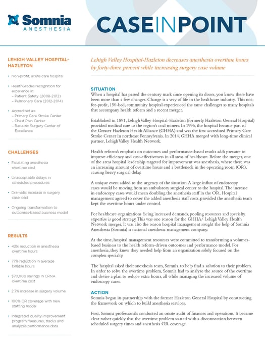 Case Study Learn How an Effective Anesthesia Partnership Supports Your